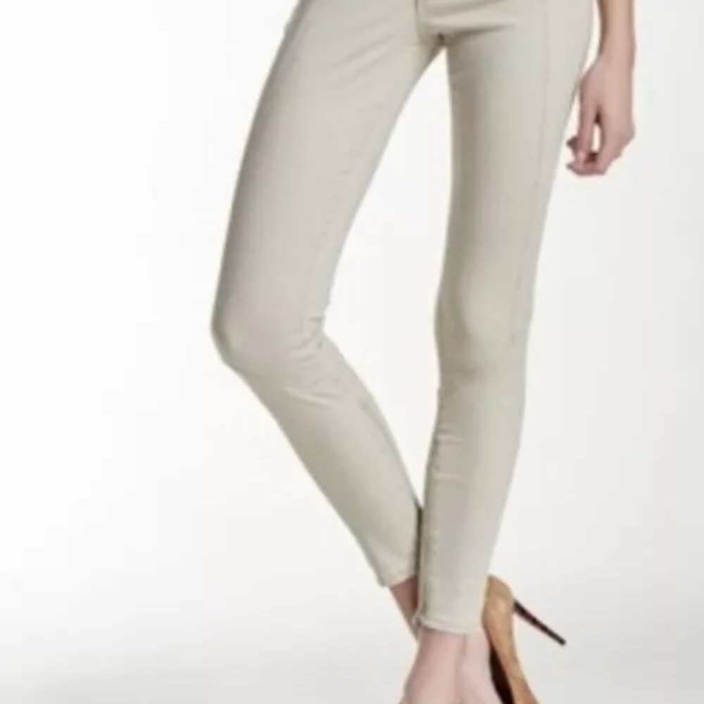 AG Adriano goldschmied The Reagan paneled zipper skinny ivory tan size 27 - Picture 4 of 11